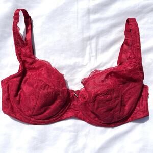 Frederick’s Of Hollywood Crimson Red Push Up Bra 40C Underwire Removable Pads